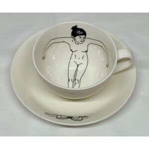 Pols Potten Undressed Skinny Dip Tea Cup Set Nude Bathing Beauty Woman